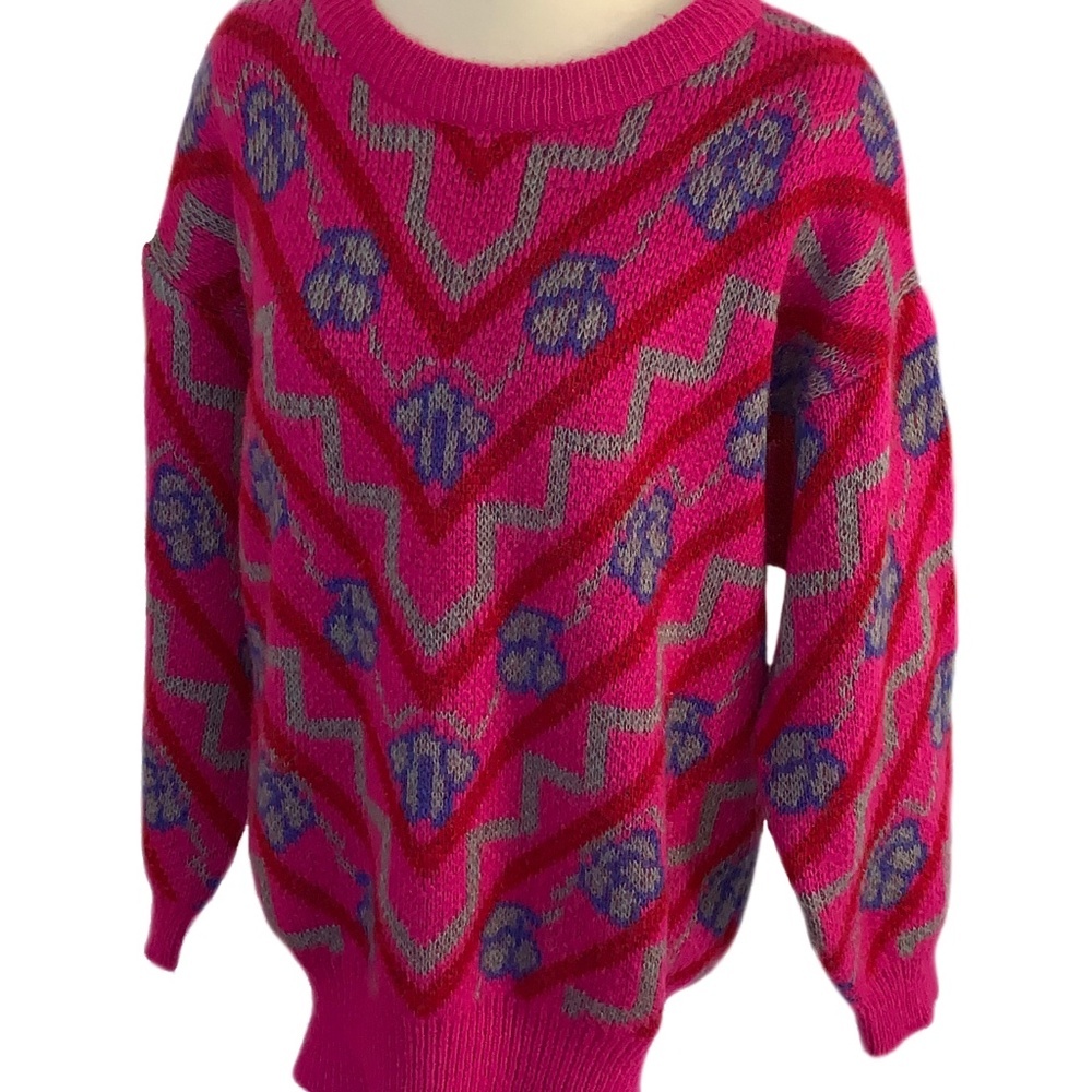 TOGETHER! Vintage Bright Pink Oversized Sweater - Picture 4 of 7
